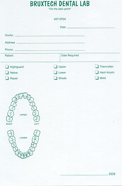 Bruxtech Dental Lab Rx Form